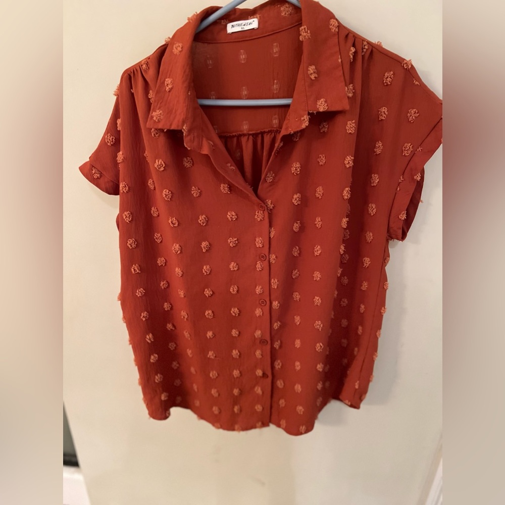 Bothenial XL orange/copper button down top